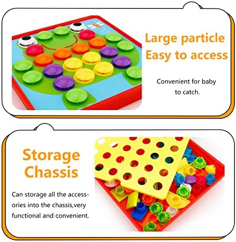 JoyGrow Button Art Toys Color Matching Mosaic Pegboard for Kids,2-in-1 Color Geometry Shape Cognition Skill Early Learning Educational Toys for Boys and Girls 72 PCS Buttons and 24 templates 6 51JEOOqtZmL. AC