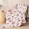 Cute Cherry Decor Throw Blanket Pink Bow for Kids - Soft Fleece Throw Home Decor for Disco Girls Women Teens as Birthday Gifts, Cozy Blankets for Couch Bed Camping Travel 40x50inches #2