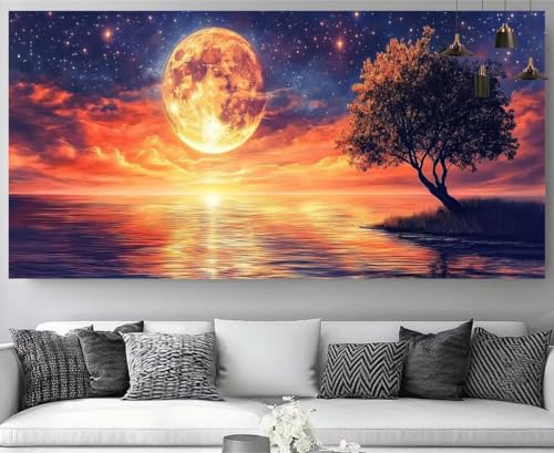 Diamond Painting XXL Broderie Diamant Kit Complet 30x60cm Modèle Lune M-Y975