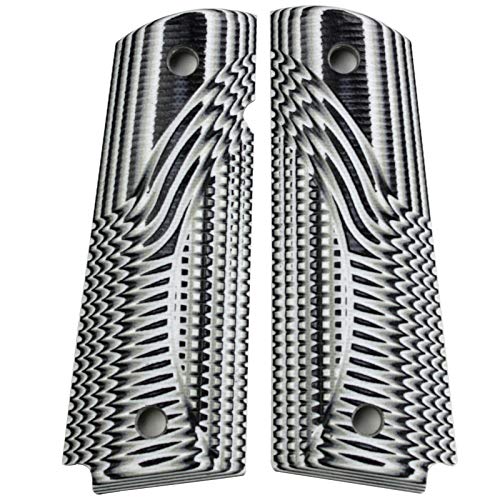 StonerCNC 1911 EMP 4 Gun Grip Fits Springfield Armory 9MM & .40SW 4" Pistol Tactical Eclipse G10 with Standard Bevel OR Magwell Bottom Cut (Arctic Camo, EMP Standard Bevel)