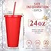 Honeydak 30 Pack Tumbler with Straw and Lid Bulk Cups for Gifts Water Bottle Iced Coffee Travel Mug Cup Reusable Plastic Tumblers for Party Birthdays 24-27 oz (Solid Color)