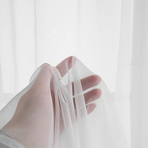 Miniatura 4 de Cortinas traslúcidas blancas para ventana de 84 pulgadas de largo, 2 paneles de cortinas traslúcidas filtrantes de luz, tratamiento para dormitorio,