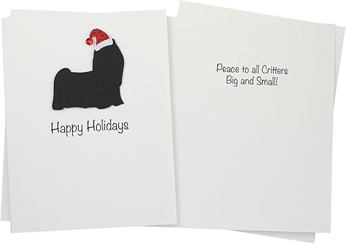 Miniatura 100 de Black Australian Shepherd Christmas Cards Pack of 10 Handmade Aussie Holiday Notecards White Base Dog with Santa Hat Black,Chocolate