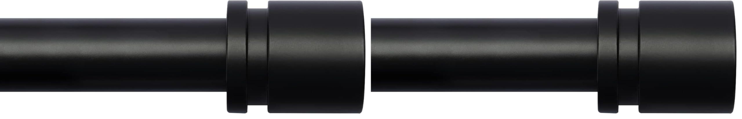 Byondeth Curtain Rods for Windows 16 to 120 Inches Adjustable Length 1 Inch Diameter Window Curtain Rod with Aluminium Finials, Black (Pack of 2)
