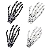 Halloween Skeleton Hands Bone Hair Clips - White and Black (2 Pairs), Punk Rock Horror Hair Clip for Women Girls Hair Accessories