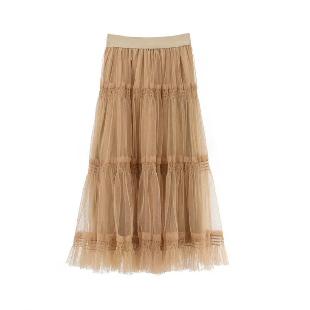 Faldas De Invierno para Mujer, Faldas Plisadas A Media Pierna Fluidas para Mujer Longitud Midi Cintura Elástica Tallas Grandes Falda De Invierno Negra Faldas El(Coffee One Size)
