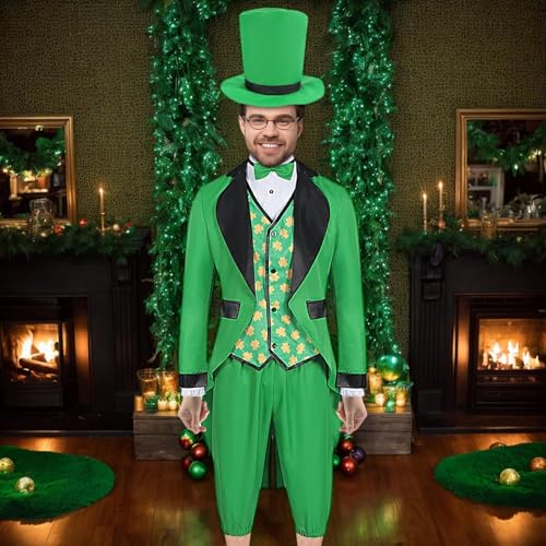 Lunaobrik San Patricio pour hommes - Costume vert, tenue irlandaise – vue 9