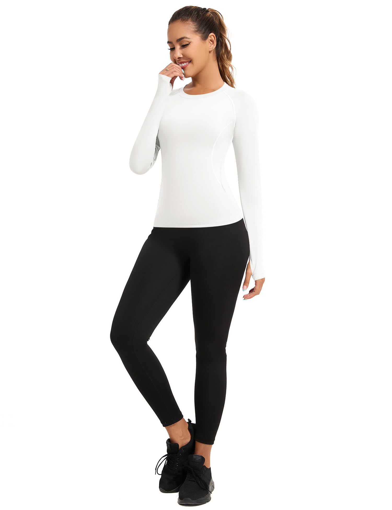 Rapbin Camiseta Deportiva para Mujer, Camiseta Deportiva para Yoga, Cuello Redondo, Ligera, Transpirable, para Entrenamiento, Correr