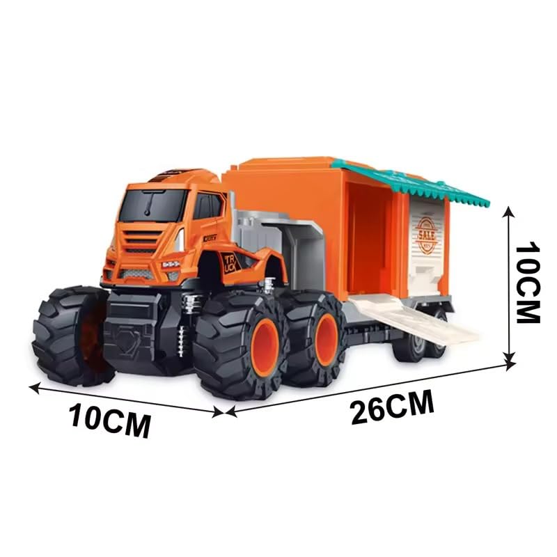 Image of 1:43 Die Cast Alloy Model Animal Transport Truck Toy for Kids Boys Girls 4WD Friction Powered Ice-Cream Trailer Miniature Toys Pull Back Vehicles (Pack of 1, Multicolor)