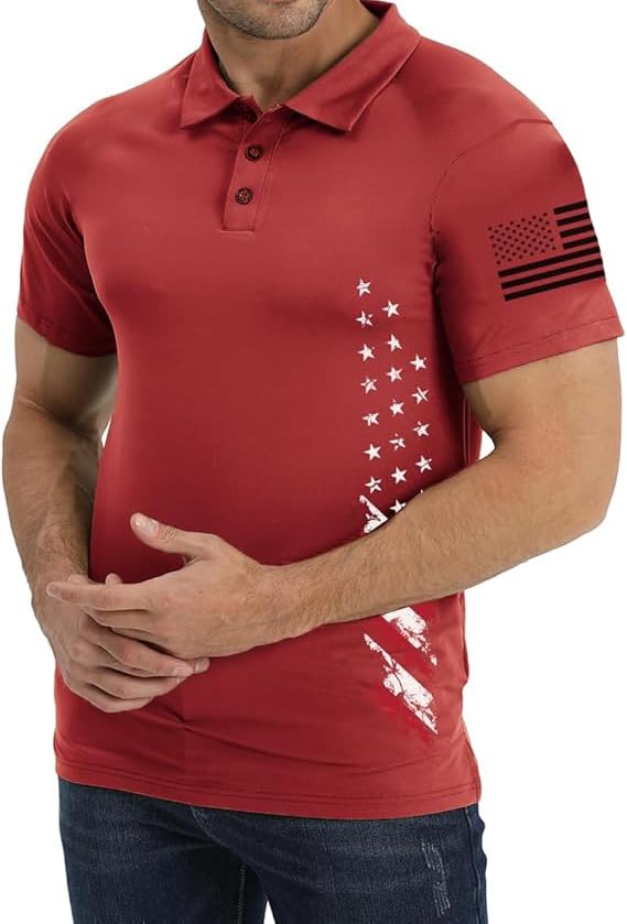 Polo para hombre día de la independencia 4 de julio con bandera americana miniatura 5