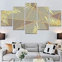 SIGNWIN 5 Panel Canvas Wall Art Modern Art Decorative Elements Fun Illustrations Leaves Multicolor Patterns for Home Decorations Ready to Hang - 60