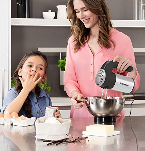 Electric Hand Mixer Lightweight Handheld Mixer for Baking Cake 5 Speed 300W Kitchen Mixer with Eggs Beaters Dough Hooks, Whipping Mixing Cookies, Brownies, Batters, Meringues, Mashed Potatoes - Thumbnail 6