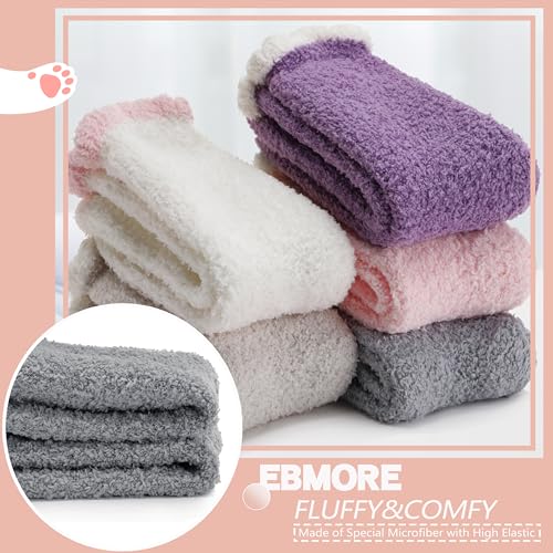 Image of EBMORE Womens Fuzzy Socks Fleece Fluffy Cabin Plush Warm Sleep Soft Cozy Winter Adult Socks