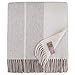 Produktbild Linen & Cotton Flauschige, Anschmiegsame und Warme Decke Wolldecke Merino Wohndecke Kuscheldecke Gestreift ANNA mit Fransen - 100% Weicher Merinowolle, Beige/ Natur/ Milch Weiß/ Weiss ( 140 x 200 cm), Sofadecke/ Tagesdecke / Schurwolldecke/ Überwurf Decke/ Plaid Decke Wolle/ Schurwolle/ Lammwolle/ Merino