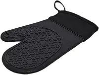 Mimo Style Luva de Silicone Preta com Tecido no Pulso, Suporta Temperaturas de Até 220ºC Sem Transferência de Calor e Sem Causar Ferimentos às Mãos