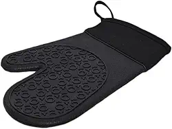 Mimo Style Luva de Silicone Preta com Tecido no Pulso, Suporta Temperaturas de Até 220ºC Sem Transferência de Calor e Sem Causar Ferimentos às Mãos