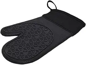 Mimo Style Luva de Silicone Preta com Tecido no Pulso, Suporta Temperaturas de Até 220ºC Sem Transferência de Calor e Sem Causar Ferimentos às Mãos