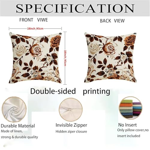 Housse coussin 70x70 marron taie oreiller lin imperméable lot de 2 salon