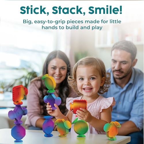 Image of BUNMO Big Shapes Color-Changing Textured Suction Bath Toys for Toddlers 1-3 (10 Pack), Extra Large Silicone Bathtub Toys, BPA-Free Suction Cup Toys, Bath Toys for Kids Ages 1+, Sensory Bath Toys