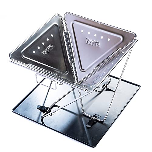 KINGS Portable Stainless Steel Folding Firepit 42 x 42 cm Height 32cm has Baseplate and Storage Bag