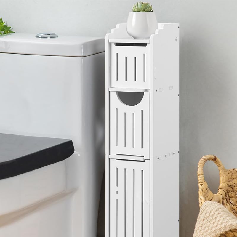 Futurotechltd Bathroom Storage Cabinet: Small Bathroom Storage Cabinet - Toilet Paper Cabinet Fit for Mega Roll,White