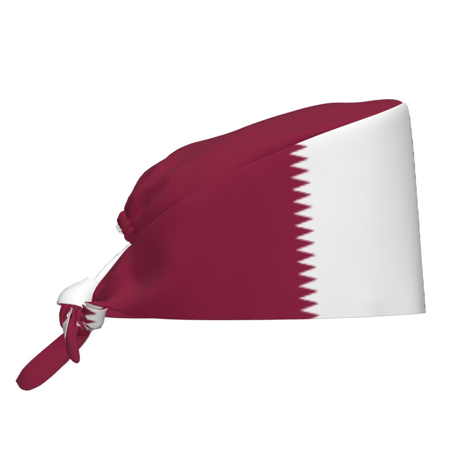 ZQYTGFDC Qatar Flag Working Cap with Sweatband for Women Men, Adjustable Cleaning Working Hats, Nurse Surgical Caps