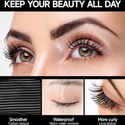 Mascara, 4D silk fiber mascara, extra-long thick mascara, waterproof, sweat-proof, non-smudging and lasting makeup all day (black) - Image 3