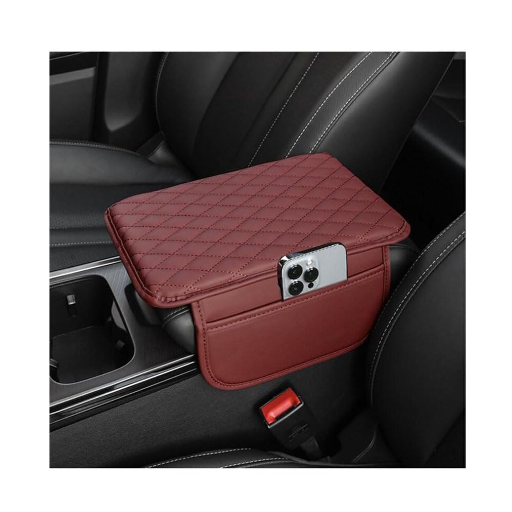 ABCHL Car Armrest Cushion Centre Console Cover Pad for Toyota C-HR (AX10 AX20 2016-2025 2026),Anti Auto Arm Rest Box Protector Mat with Storage Pockets,Vehicle Interior Accessories,Red