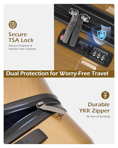Image of Coolife Lugagge PC+ABS Hardshell Suitcase with TSA lock, Spinner Lightweight Carry on, Black Brown, Large (28 in Expandable)