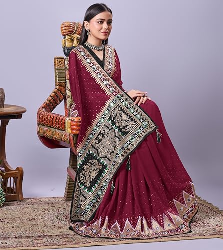 Image of Jaanvi fashion Women's Pasapalli Design Sambalpuri Silk Saree with Swarovski Work & Blouse Piece