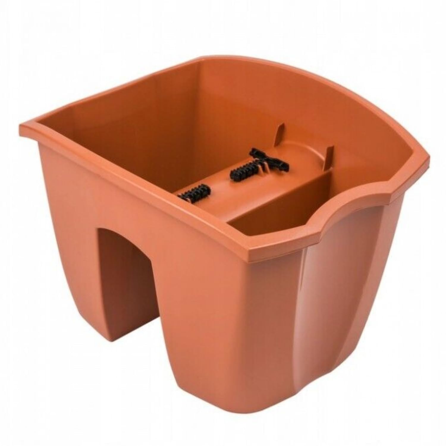 B2C Flower Railing Flowerpot Tunner for hanging on fences, bacones, rails Home Decor Moder Space Saving (Terracotta, Small)