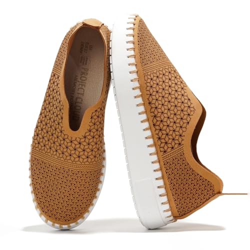 Image of Project Cloud Platform Sneakers for Women - Leather Insole Loafers for Women with Memory Foam - Casual Slip On Womens Loafers with Flexible Outsole (Aster)