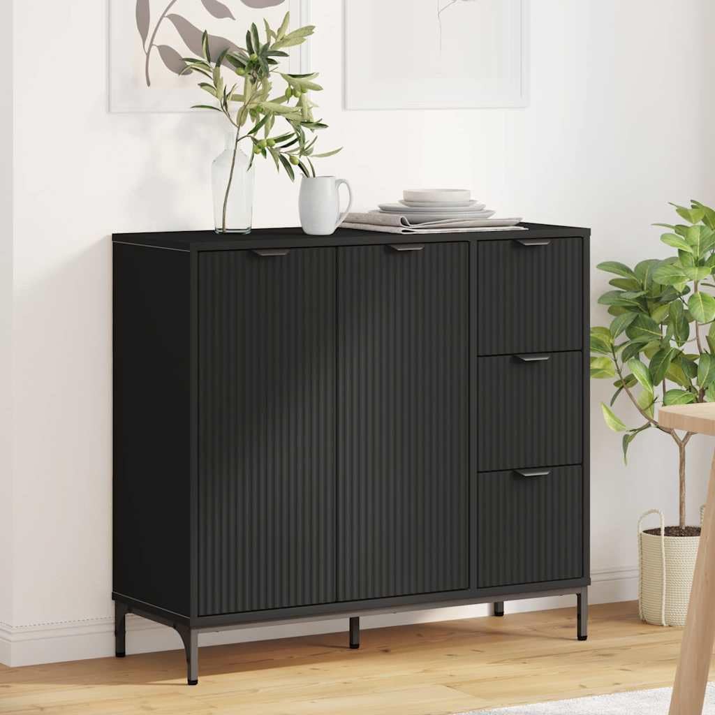 Aparador negro de madera moderna y diseno minimalista para un comedor elegante