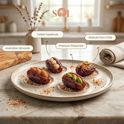 Image of Premium Dates Gift Box with Assorted Nuts - Stuffed Khajoor with Almond, Pistachio, Hazelnut & Walnut | Healthy Dry Fruit Snack | Luxury Gift Pack (24 Pcs)