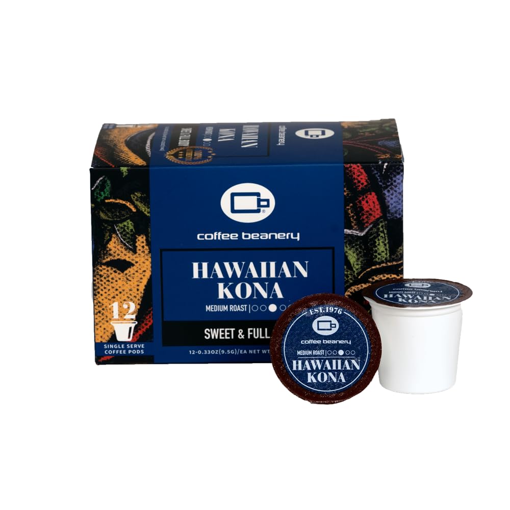 Hawaiian Kona Medium Roast Coffee Pods by Coffee Beanery: 12ct, 100% Arabica, Gourmet