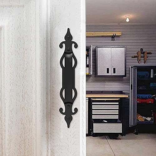 Ccjh Garage Door Decorative Hardware Kit Solid Steel Hinges Handles Set Screw Mounted Carriage House Accents (2 Handles, 4 Hinges) #TOP4