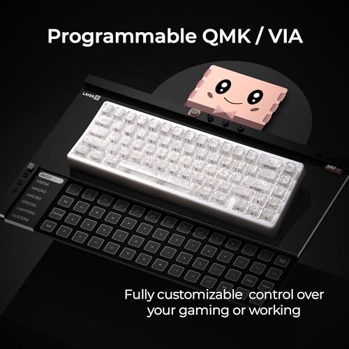 Image of HITIME x XVX M67 JadeStone 60% Wireless Mechanical Gaming Keyboard, VIA Programmable, BT5.0 /2.4G /USB-C Creamy Keyboard with Gasket, Hot Swap, RGB Backlits, NKRO for Win /Mac (White, Forged Carbon)