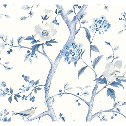 Lillian August Luxe Haven Floral Trail Peel and Stick Wallpaper (Bluestone) Cover