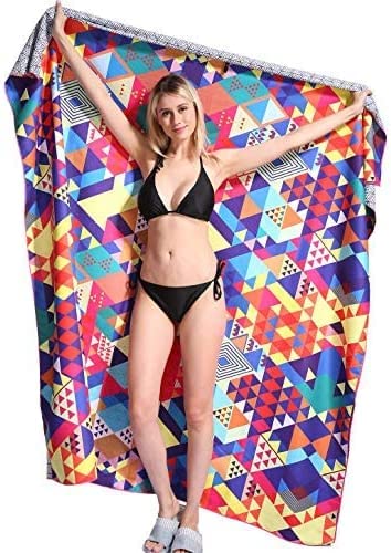 Telo Mare Gigante in Microfibra Antisabbia per Doppio Coppia Matrimoniale, 183x183cm, Sottile Pareo Teli Asciugamano Mare per Uomo Donna, Asciugamano da Spiaggia One Piece, Fantasia Geometria