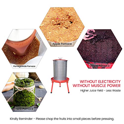 Squeeze Master Hydraulic Fruit Wine Apple Press -5.3Gallon/20L -Stainless Steel For Wine Cider Making With Filter Bag&Splash Guard #TOP2