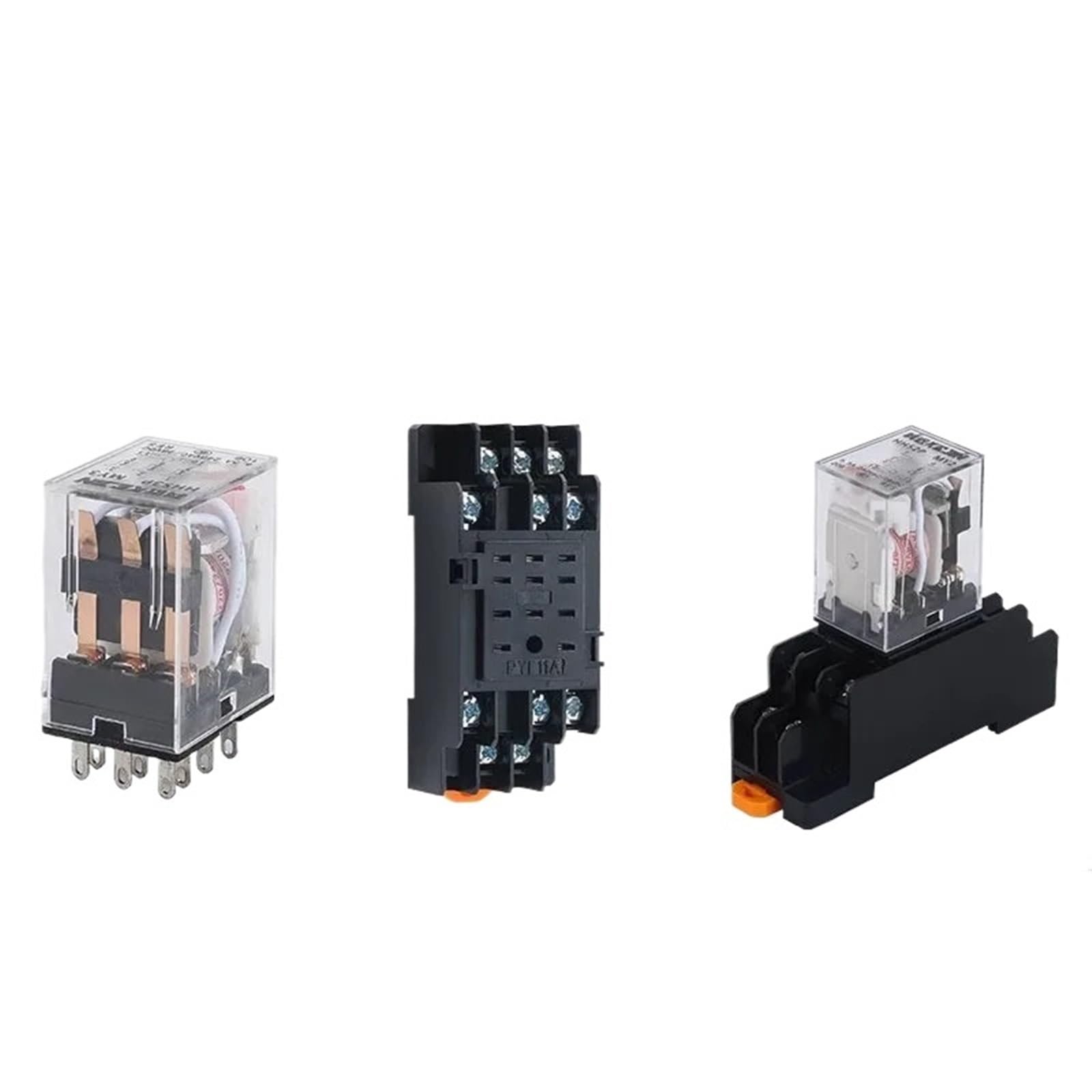 Relé HH54P bobina General Micro Mini interruptor de relé electromagnético con base de enchufe LED AC 110V 220V DC12V 24V 36V(AC (5Pcs),12V With Base)