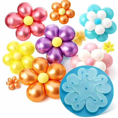 Image of The FOMO Factory 20 Pcs Reusable Portable Flower Shape Balloon Clips Holder for Wedding Event Decorations Birthday Party Baby Shower Supplies | Free Curling Ribbon | White, Transparent (ClipsFC)