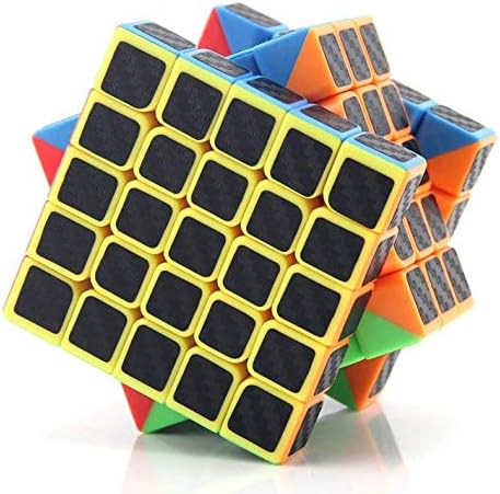 CFMOUR Original Speed Cube 5x5x5, Smooth Magic Carbon Fiber Sticker Speed Cubes, Enhanced Version，Black