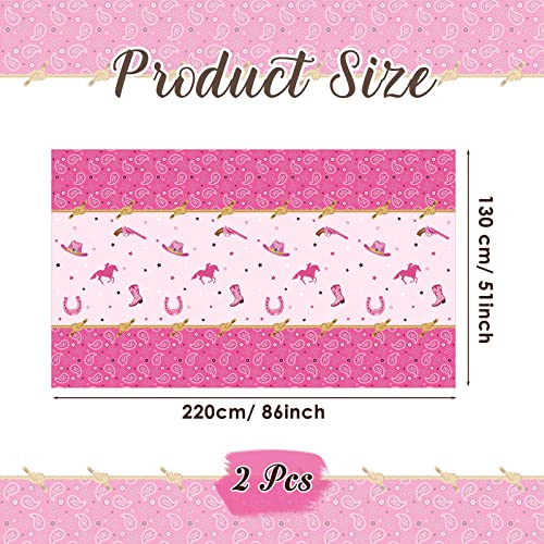 Tudomro Western Cowgirl Theme Birthday Party Tablecover Pink Felt Horse Tablecloth, Cowgirl Table Cover For Western Cowgirl Birthday Baby Shower Decorations(2 Pack) #TOP1