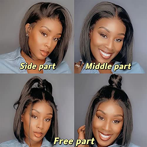 Bob Wig Human Hair 13X4 Hd Lace Front Wigs 150 Density Glueless Pre Plucked With Baby Hair Short Bob Wigs For Black Women (12 Inch, Natural Color) #TOP4