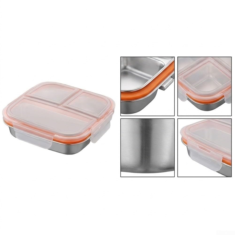Caja de comida de acero inoxidable, 17,6 cm, con tapa, apilable