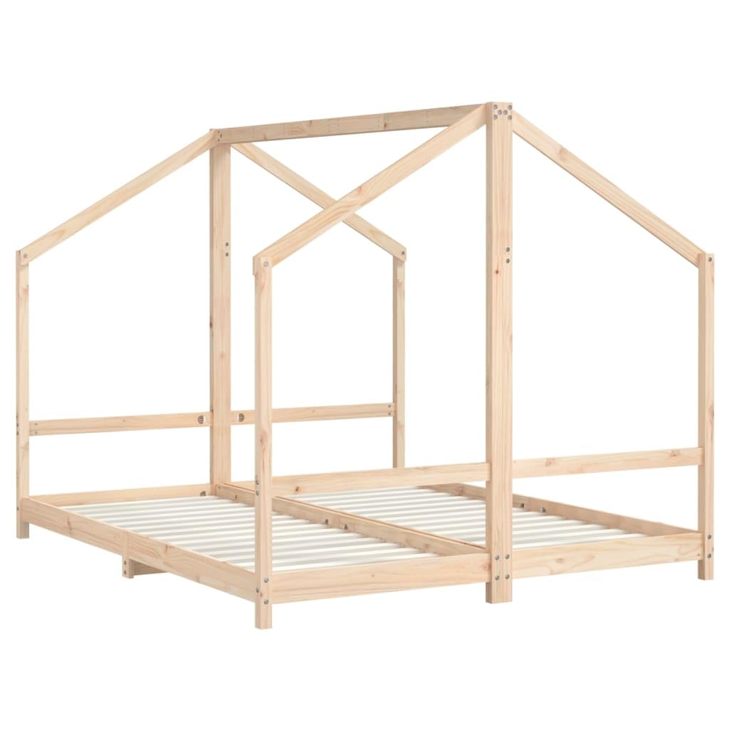 Łóżko dziecięce z litego drewna sosnowego, 2 x 80 x 200 cm ze stelażem, miejsce do spania w pokoju dziecięcym, drewniane łóżko z praktycznym wzorem do łóżeczka dziecięcego i sypialni rosnącej