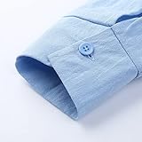 Linen Shirts for Men - Mens Overshirt Button Down, Casual Men Shirts Long Sleeve, Lightweight Beach Shirt, Summer Solid Color Jacket Tops, Grandad Collar Shirt Regular Fit, Simple Work Tops - Image 7