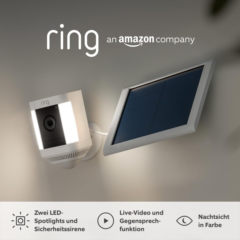 Ring Spotlight Cam Plus Solar von Amazon | 1080p-HD-Video, Gegensprechfunktion, Nachtsicht in Farbe, LED-Spotlights, Sirene… – Ansicht 2