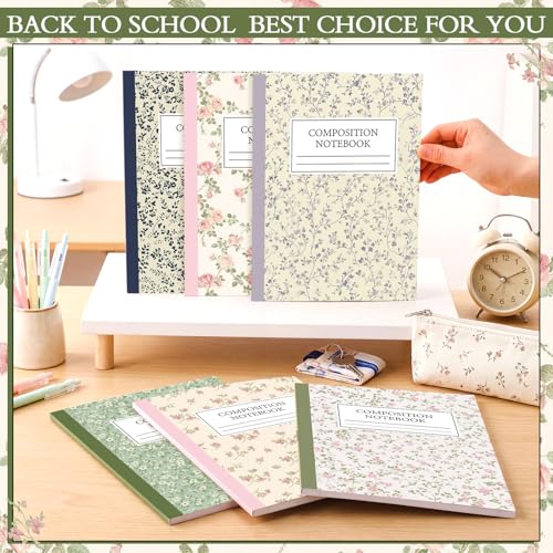 Carnets de composition lignés MotiMind : lot de 6 cahiers à fleurs - 6